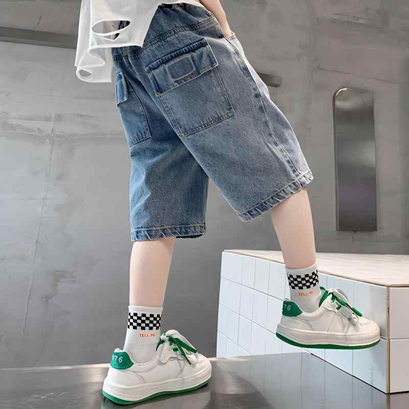 男の子 ハーフパンツ デニム パンツ キッズ ジュニア ボトムス 短パン 五分丈 薄手 柔らかい 動きやすい カジュアル 通学 通園 お出かけ 普段使い 春 夏 110 120 130 ジーンズ おしゃれ かっこいい