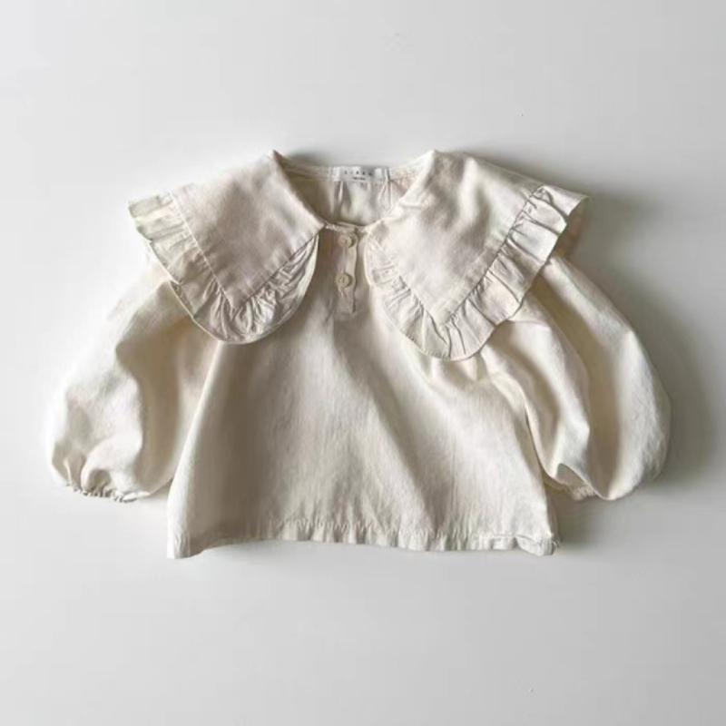 ・カテゴリ: 子供用シャツ・対象性別: 男女共用・対象年齢: ベビー・キッズ（1～3歳、80～100cm）・スタイル: 韓国風・襟型: 折り襟・加工: 柔軟加工・袖丈: 長袖・柄: 無地・デザイン要素: かわいい・主な素材: 綿95%・安全基準: A類・カラー展開: アイボリー、ライトブラウン・対応身長: 73cm、80cm、90cm、100cm