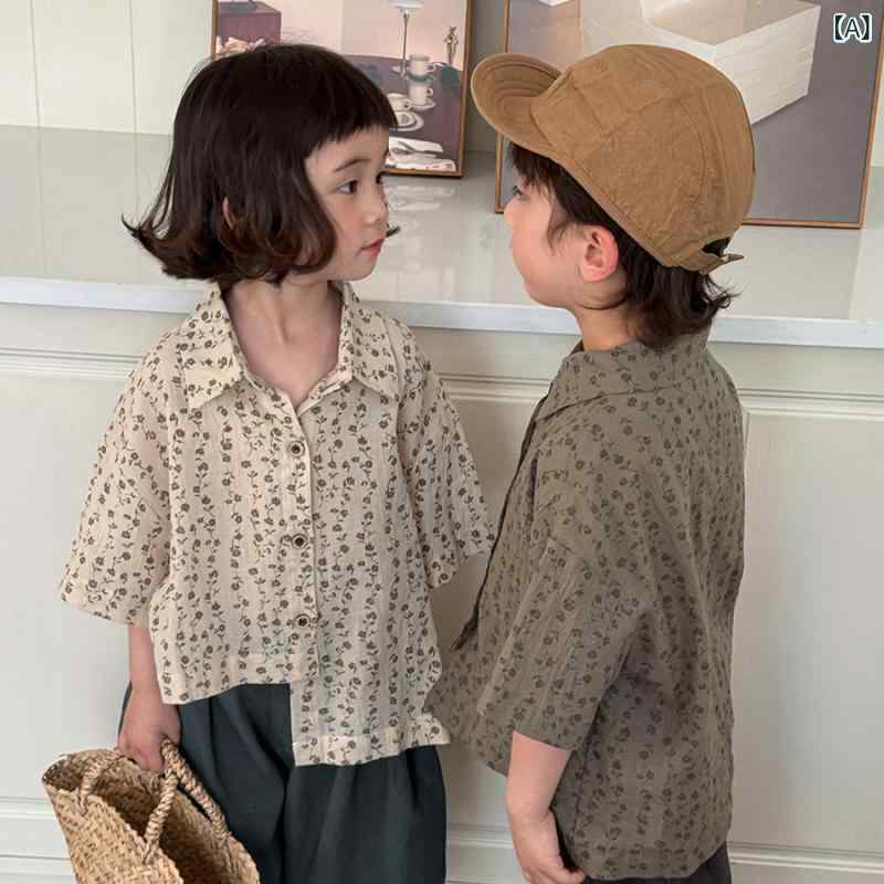 ・カテゴリ: 子供用シャツ・対象性別: 男女兼用・対象年齢: 中小童（3〜8歳、100〜140cm）・スタイル: 韓国風・ネックライン: 襟付き・袖丈: 長袖・テイスト: 田園風、カーディガン・主な素材: 綿90%・カラー展開: ベージュ、グレーグリーン・対応身長: 80cm、90cm、100cm、110cm、120cm、130cm、140cm