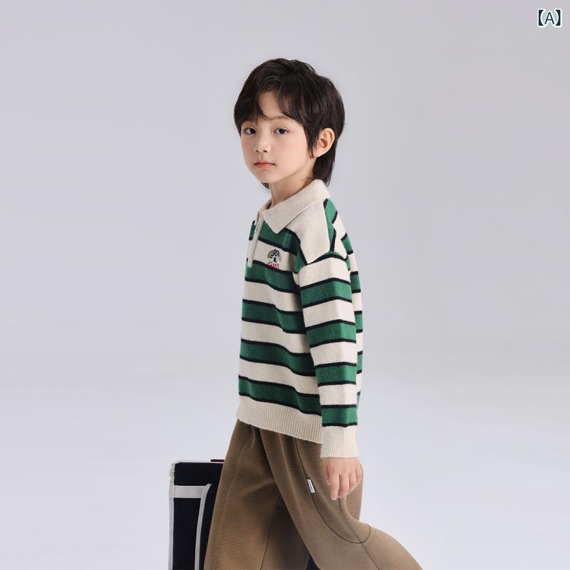 ・カテゴリ: キッズセーター・対象性別: 男の子・スタイル: カジュアル・袖丈: 長袖・ネックライン: 襟付き・柄: 動物、ボーダー・素材: ポリエステル70%・カラー展開: ベージュ、ブラウン、ネイビー・対応身長: 110cm、120cm、130cm、140cm、150cm、160cm
