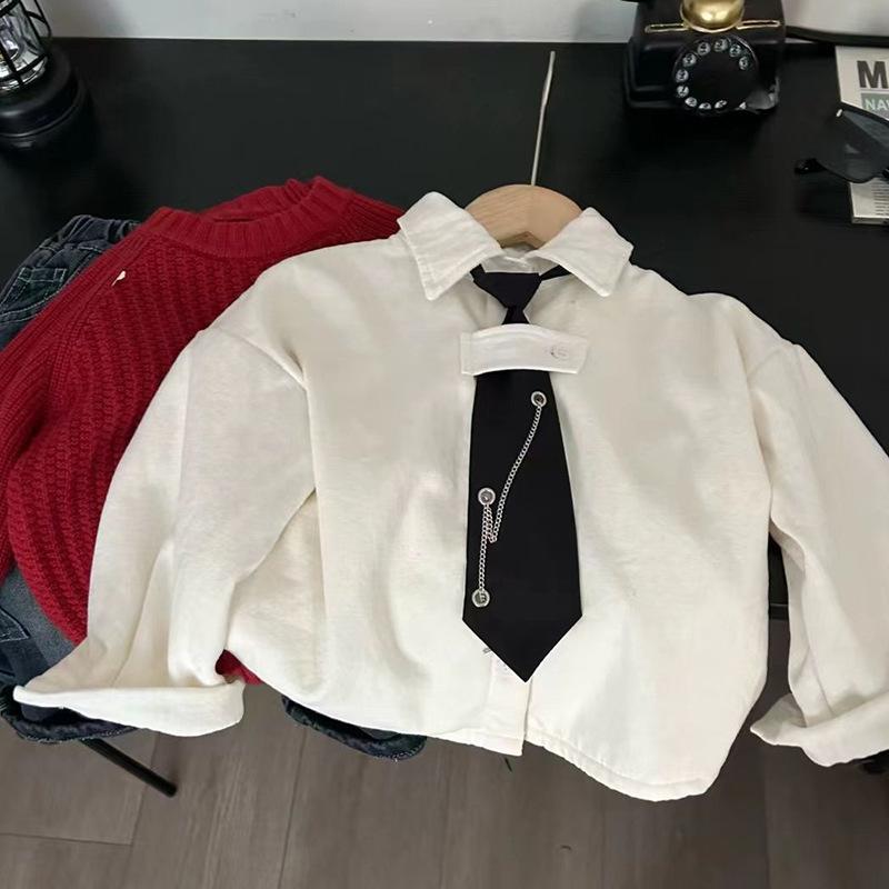 男の子 シャツ キッズ ベビー 学院風 裏起毛 長袖 厚手 防寒 保暖 トップス ネルシャツ 白 秋 冬 幼児 ジュニア 子供服 通学 通園 普段使い おしゃれ カジュアル 100 110 120 130 140