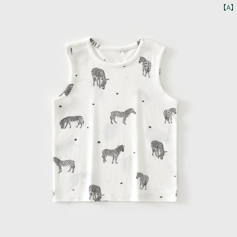 キッズ タンクトップ 男の子 女の子 ベビー ノースリーブ Tシャツ テンセル 涼しい 接触冷感 薄手 肌着 下着 トップス インナー アニマル プリント かわいい 通園 通学 お出かけ 夏服 70 80 90 100 110