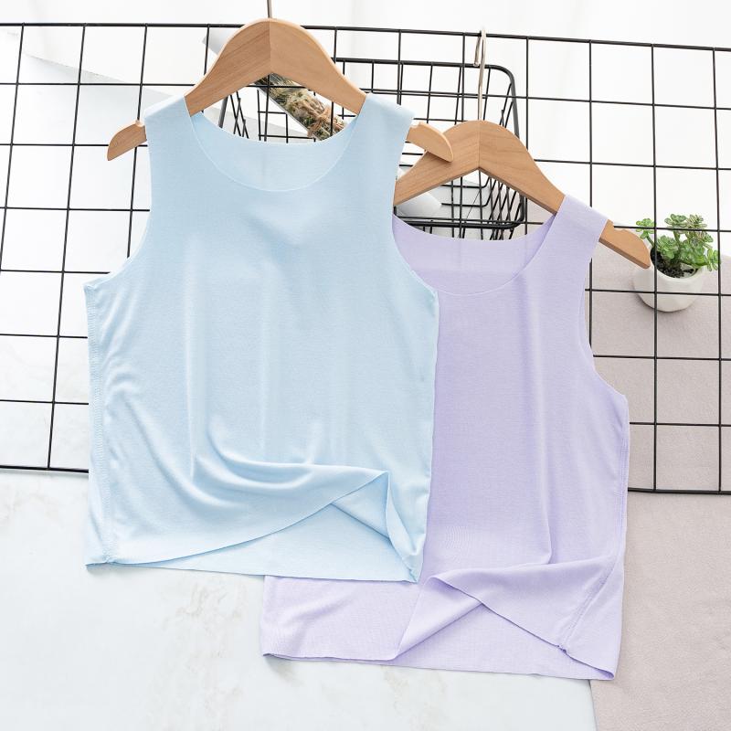 タンクトップ キッズ 男の子 女の子 インナー ノースリーブ Tシャツ モダール 薄手 涼しい 無地 トップス ベビー 子供服 ジュニア 100 110 120 130 140 150 160 白 ピンク 青 春 夏