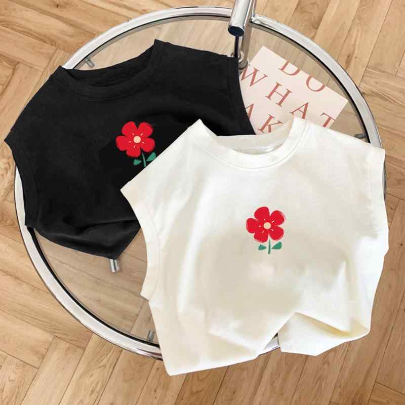 子供服 タンクトップ キッズ ベビー 男の子 女の子 ノースリーブ Tシャツ トップス コットン 100% 丸首 花柄 かわいい カジュアル 部屋着 通園 通学 お出かけ 夏 ホワイト ブラック ネイビー 80 90 100 110 120 130 14