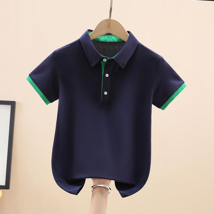 ・カテゴリ: 子供用Tシャツ・対象性別: 男女兼用・スタイル: カジュアル・袖丈: 半袖・対象年齢: 3歳以上（身長100cm以上）・生地加工: 柔軟処理・柄: 無地・デザイン要素: バイカラー・主な素材: 綿96%・安全基準: B類・ネックライン: ポロカラー（折り襟）・機能: 吸湿速乾・カラー展開: ブラック、ブルー、ピンク、ホワイト・対応身長: 120cm、130cm、140cm、150cm、160cm、170cm