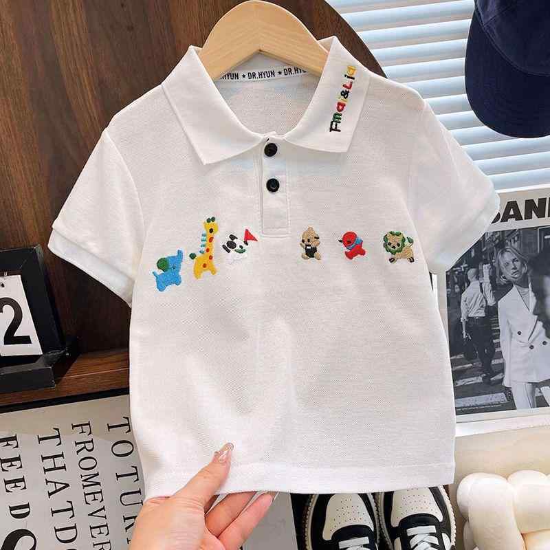 ・カテゴリ: POLO衫・スタイル: カートゥーン風・対象性別: 男性・主な素材: 綿100%・カラー展開: ホワイト・サイズ展開: 90、100、110、120、130、140・対象年齢: 子ども（3～8歳、100～140cm）