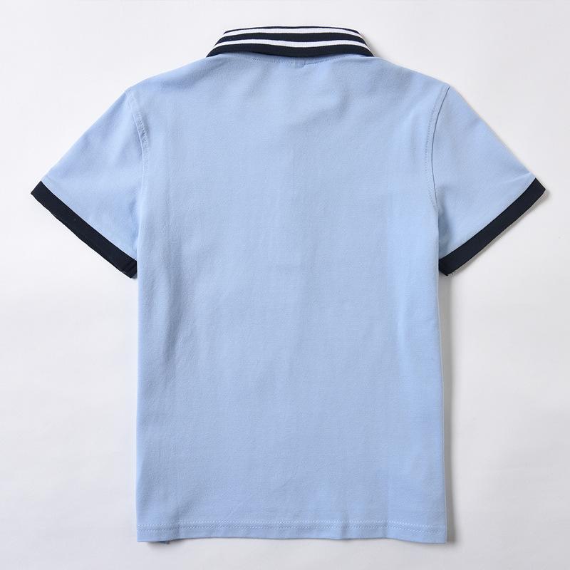・カテゴリ: キッズTシャツ・対象性別: 男女兼用・スタイル: スクール風・フード: なし・袖丈: 半袖・対象年齢: 中高学年・ティーンズ（8歳以上、140cm以上）・生地加工: 柔軟加工・柄: ボーダー、無地・デザイン要素: スポーツ、ボーダー、配色、ブリティッシュ・素材: 綿95%・ネックライン: ポロカラー・機能: 吸湿速乾・カラー: ブルーボーダー襟（ワイドフィット）・対応身長: 140cm、150cm、160cm、170cm、180cm