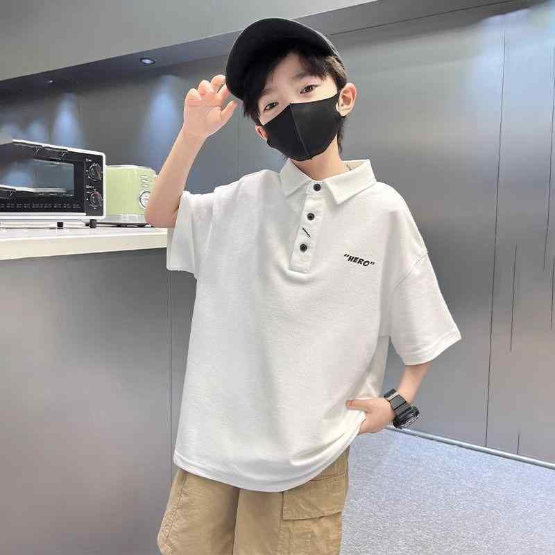 ポロシャツ 男の子 キッズ ジュニア 半袖 トップス 襟付き カジュアル 運動 通学 普段使い 吸汗 速乾 ポリエステル 白 黒 120 130 140 150 160 170 子供服 春 夏 10代