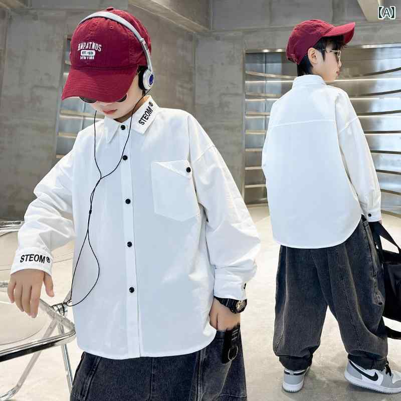 ・カテゴリ: 子供用シャツ・対象性別: 男・対象年齢: 中大童（8歳以上、140cm以上）・スタイル: カジュアル・ネックライン: レギュラーカラー・袖丈: 長袖・柄: 無地・主な素材: ポリエステル55%・カラー展開: 無地シャツ8312・サイズ展開: 120cm、130cm、140cm、150cm、160cm、170cm