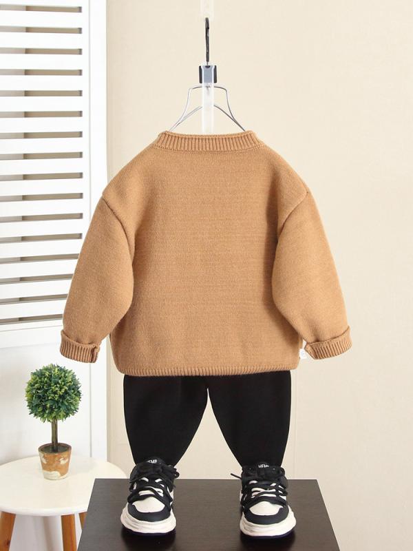 男の子 ニット セーター キッズ 子供服 長袖 トップス ジュニア プルオーバー 暖かい 厚手 襟付き 柔らかい カジュアル 通園 通学 旅行 普段使い チョコレート 赤 90 100 110 120 130 140 150 秋 冬