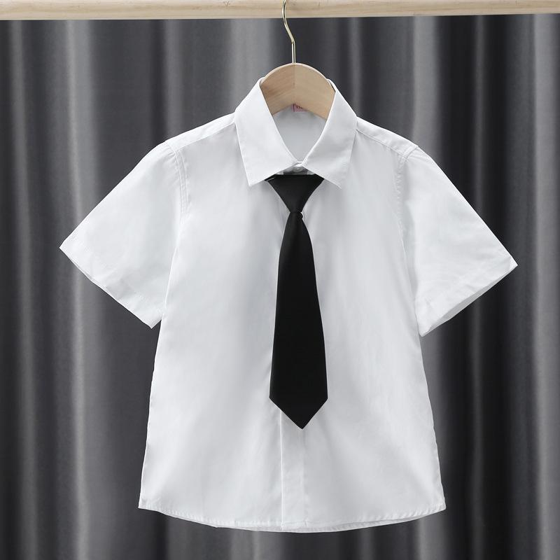 キッズ 衬衫 男の子 女の子 半袖 襟付き シャツ スクールシャツ 制服 発表会 演奏会 フォーマル 冠婚葬祭 綿 コットン 夏 ジュニア 小学生 園児 通学 入園式 卒園式 トップス カジュアル 無地 ホワイト ブラック ネイビー 110cm
