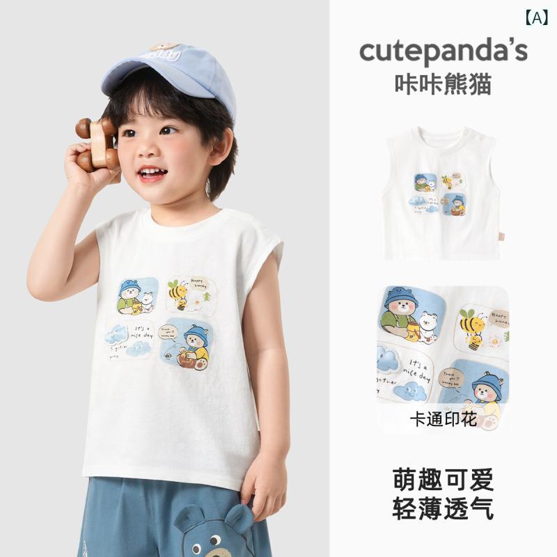 ・カテゴリ: ベビーベスト、タンクトップ・スタイル: カジュアル・袖丈: ノースリーブ・対象年齢: 乳幼児（1～3歳、80～100cm）・生地加工: 柔軟加工・柄: キャラクター・主な素材: 綿100%・安全基準: Aクラス・ネックライン: クルーネック・フード: なし・カラー展開: アイボリー、パープル・サイズ展開: 73cm、80cm、90cm、100cm、110cm、120cm
