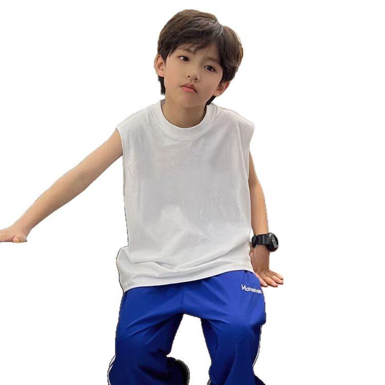 ・カテゴリ: 子供用タンクトップ、キャミソール・対象性別: 男の子・スタイル: カジュアル・デザイン: 袖なし・対象年齢: 中大童（8歳以上、140cm以上）・生地加工: 柔軟加工・柄: キャラクター、アルファベット・主な素材: 綿・主な素材の含有量: 25%〜55%・安全基準: B類・ネックライン: クルーネック・カラー展開: ブラック、ホワイト・対応身長: 100cm、110cm、120cm、130cm、140cm、150cm、160cm