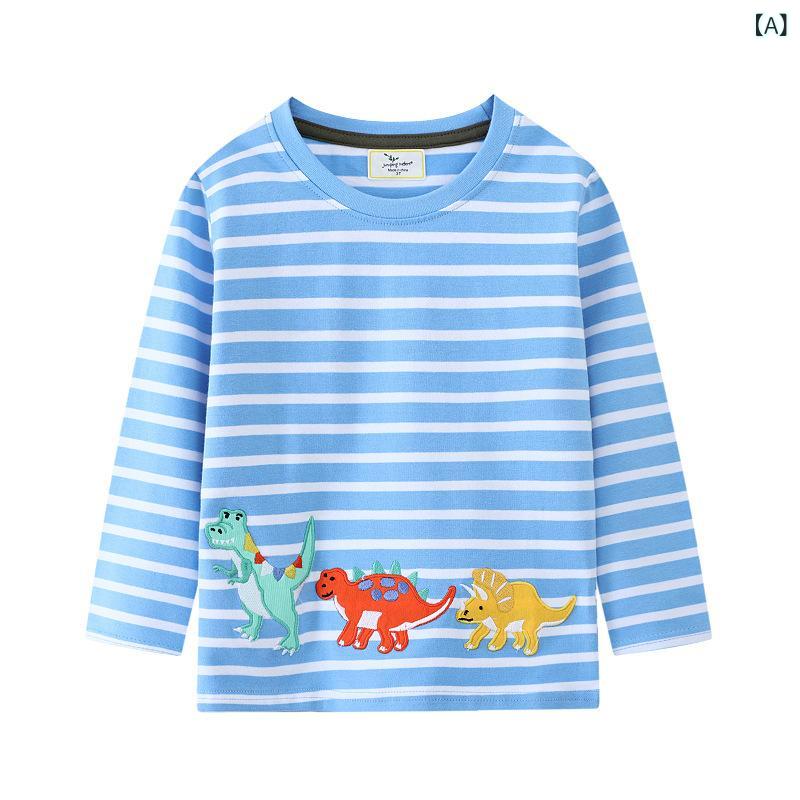 子供服 長袖Tシャツ ロンT カットソー トップス 男の子 女の子 恐竜 刺しゅう…