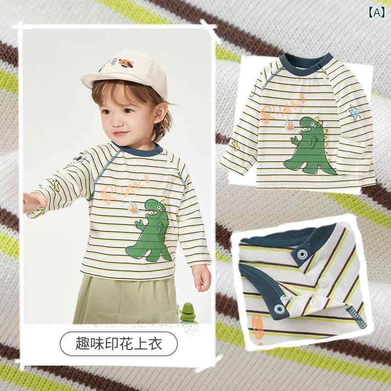 長袖Tシャツ 男の子 女の子 ベビー キッズ トップス 長袖 カットソー ロンT 綿100% 丸首 吸汗速乾 ボーダー キャラクター 恐竜 白 猫 春 秋 通園 通学 普段使い お出かけ 80 90 100 110