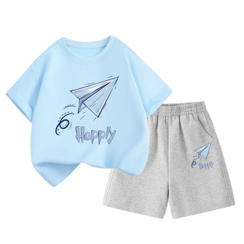 子供服 セットアップ 男の子 キッズ スポーツウェア 上下セット 綿100% 半袖 Tシャツ ハーフパンツ 宇宙飛行士 カジュアル 通学 普段使い 運動会 ブルー ホワイト グリーン 110cm 120cm 130cm 夏服