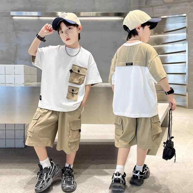 ・カテゴリ: 子供服セット・性別: 男の子・スタイル: カジュアル・セット内容: トップス、パンツ（2点セット）・袖丈: 半袖・パンツ丈: ショートパンツ・厚さ: 薄手・主な素材: 綿85%・安全基準: B類・留め具の種類: プルオーバー・カラー展開: グレー、ブラウン・対応身長: 110cm、120cm、130cm、140cm、150cm、160cm、170cm