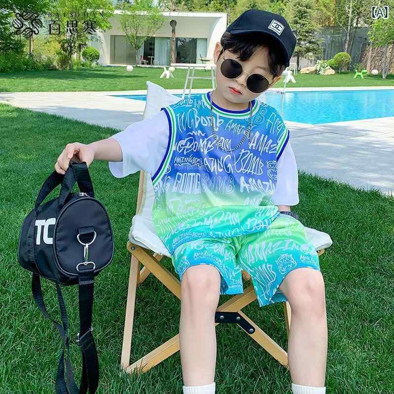 子供服 セットアップ 男の子 キッズ スポーツウェア 半袖 ハーフパンツ 上下セット バスケットボール 運動着 カジュアル 通学 普段使い ブルー イエロー 140cm 150cm 160cm 夏 おしゃれ かっこいい