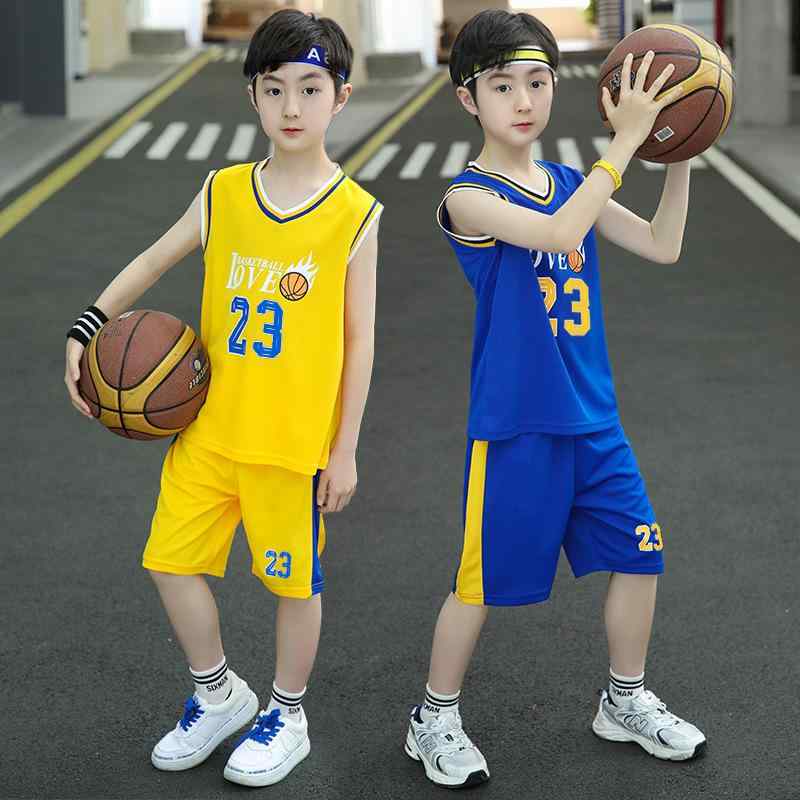 キッズ バスケットボール ユニフォーム 男の子 女の子 ジュニア 子供 スポーツウェア 上下セット セットアップ タンクトップ ノースリーブ ショートパンツ ハーフパンツ 速乾 吸汗 運動着 部活 クラブ 夏 紺 黄 青 橙