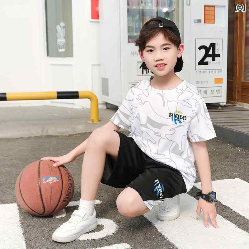 ・カテゴリ: 童套装・対象性別: 男女兼用・スタイル: スポーツ・セット内容: トップス、パンツ（2点セット）・対象年齢: 中小童（3～8歳、100～140cm）・袖丈: 半袖・ズボン丈: ショートパンツ・生地加工: 柔軟処理・厚さ: 薄手・柄: ボーダー、無地、英字、抽象柄・主な素材: ポリエステル100%・安全基準: A類・留め具の種類: プルオーバー・カラー展開: ホワイト、グレー、オレンジ、ブルー・サイズ展開: 100cm、110cm、120cm、130cm、140cm、150cm、160cm、170cm