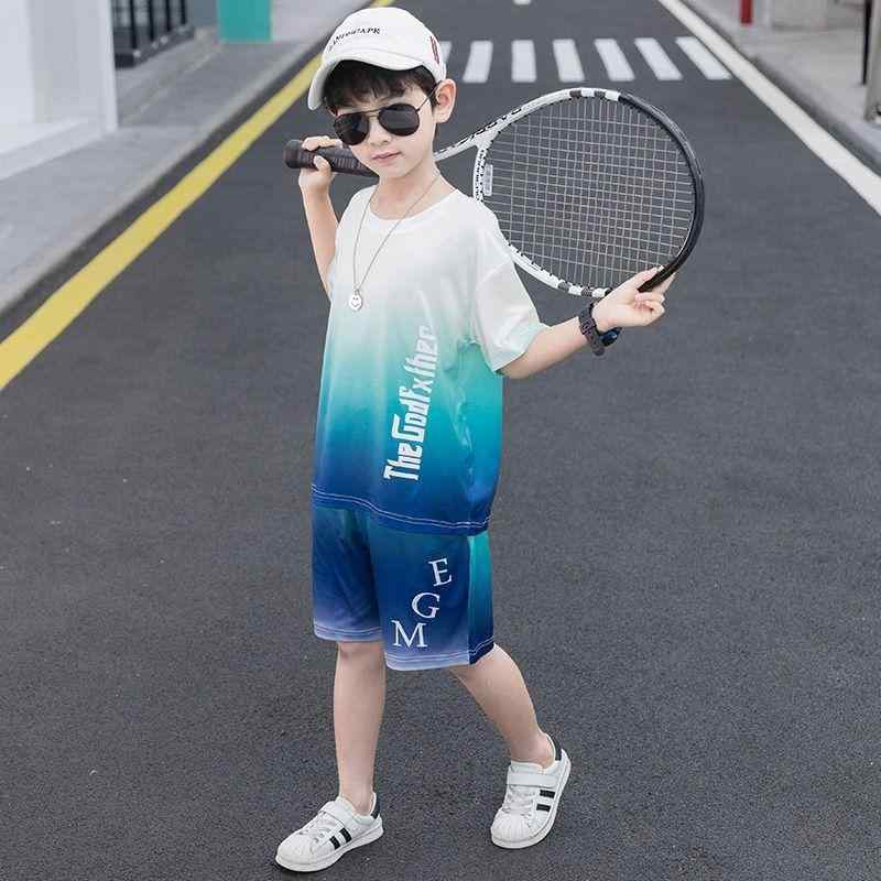 子供服 セットアップ 男の子 キッズ ジュニア スポーツウェア 半袖 Tシャツ ハーフパンツ 上下セット 運動着 吸汗速乾 涼しい 接触冷感 薄手 ポリエステル 五分丈 普段使い 運動会 部活 バスケットボール ウエア ブルー オレンジ