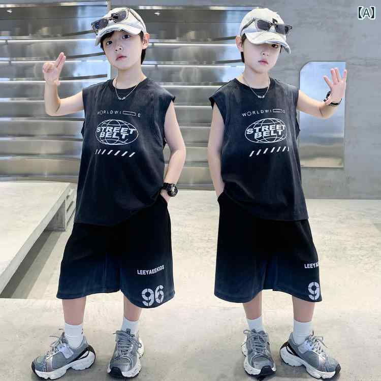 キッズ セットアップ 男の子 ジュニア スポーツウェア タンクトップ ハーフパンツ ...