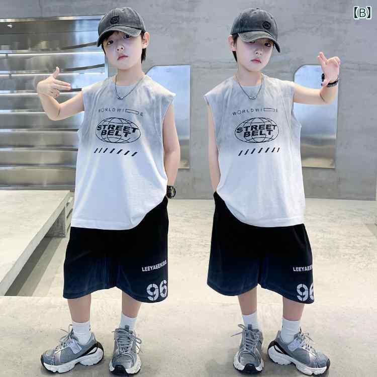 キッズ セットアップ 男の子 ジュニア スポーツウェア タンクトップ ハーフパンツ ...