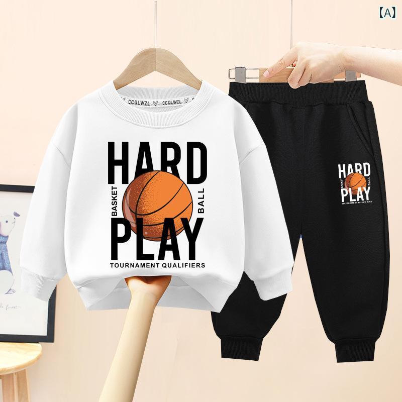 ・カテゴリ: 子供服セットアップ・対象性別: 男女兼用・スタイル: 韓国風・セット内容: トップス、パンツ（2点セット）・対象年齢: 3〜8歳・袖丈: 長袖・パンツ丈: ロングパンツ・生地加工: 柔軟加工・厚さ: 極厚・柄: キャラクター、無地・素材: 綿95%・安全基準: B類・開閉仕様: プルオーバー・カラー展開: ホワイト、イエロー、アプリコット、ブラック、レッド、ロイヤルブルー、ダークグレー・サイズ展開: 90cm、100cm、110cm、120cm、130cm、140cm、150cm、160cm