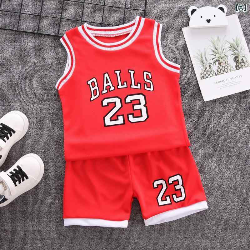 子供服 セットアップ 男の子 女の子 1歳 2歳 3歳 4歳 キッズ ベビー バスケットボール 半袖 ノースリーブ Tシャツ ハーフパンツ 上下セット 運動着 スポーツウェア 速乾 メッシュ 涼しい 夏 通園 通学 お出かけ 赤 白 黄