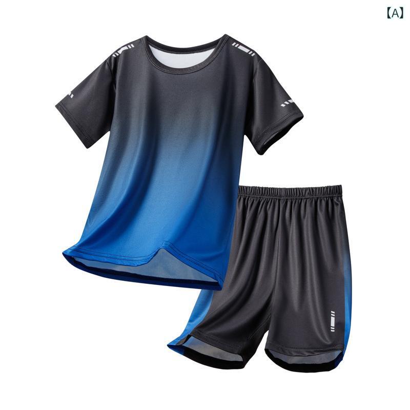 キッズ セットアップ 男の子 女の子 半袖 Tシャツ ハーフパンツ 上下セット スポーツウェア 運動着 トレーニング 練習着 バスケ サッカー 部活 クラブ 通学 レジャー 120 130 140 150 160 青 赤 緑 170 赤 緑 180