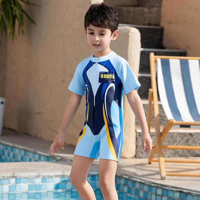 男の子 泳ぎ水着 キッズ 子供 オールインワン 半袖 ハーフパンツ 防晒 速乾 紫外線対策 UVカット スイムウェア ジュニア 幼児 スイミング スクール プール 海水浴 ビーチ 温泉 キャラクター ブルー