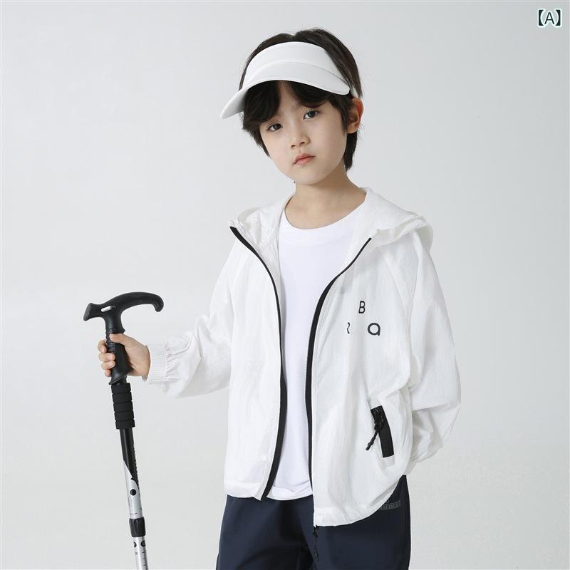 ・性別: 男女兼用・対象年齢: 7-12歳、8歳以上・素材: ナイロン100%・カラー展開: ホワイト、ブルー・サイズ展開: 110cm、120cm、130cm、140cm、150cm、160cm、170cm・フード: あり・機能: 紫外線防止