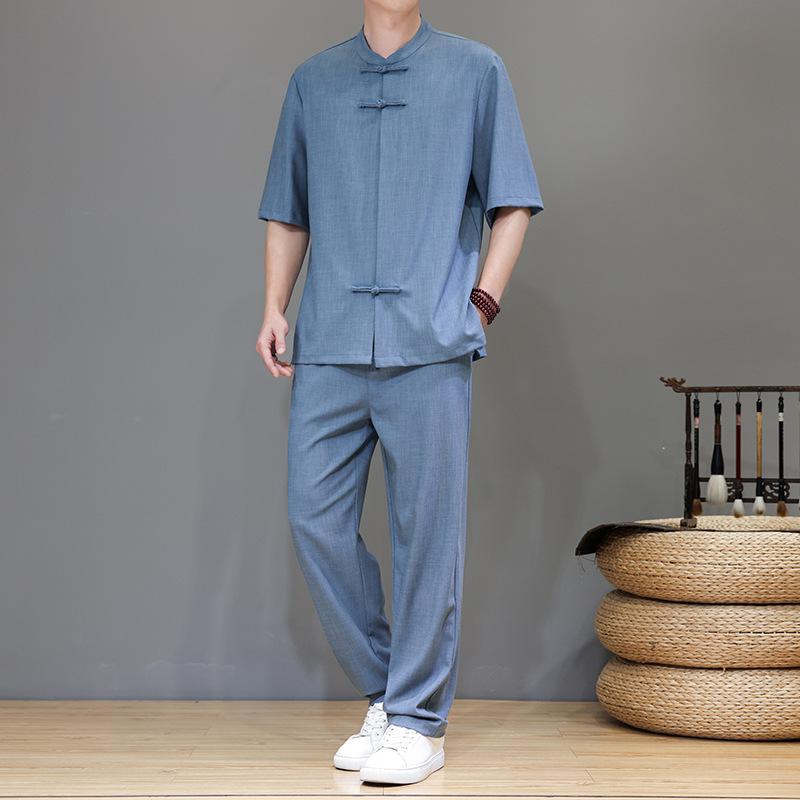 ・スタイル: 中国風・厚さ: 普通・パンツ丈: 長ズボン・トップススタイル: シャツ・トップス袖丈: 半袖・フードの有無: フードなし・素材: 綿、亜麻・着用シーン: カジュアル・カラー展開: 麻グレー、カーキ、ピーコックブルー、ダークグレー、ライトグレー、ブラック・サイズ展開: M、L、XL、2XL、3XL、4XL、5XL・カテゴリ: メンズカジュアルセットアップ