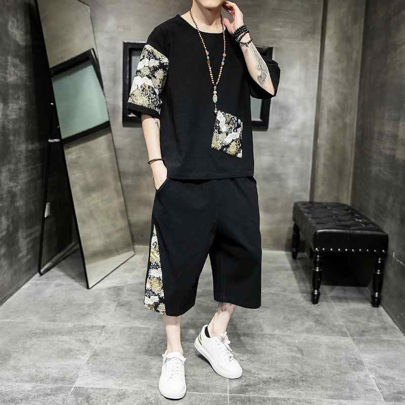 ・カテゴリ: 漢服・対象: メンズ・デザイン: 中国風・スタイル: Tシャツ、カジュアル・主な素材: 綿・カラー展開: ブラック、ブルー・サイズ展開: M、L、XL、2XL、3XL、4XL、5XL