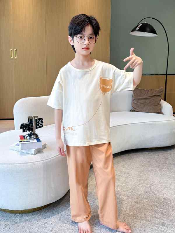 キッズ 睡衣 パジャマ 男の子 ルームウェア 上下セット 3点セット 綿 コットン 半袖 半ズボン 夏 薄手 キャラクター クマ かわいい 子供 ジュニア 服 140 150 160 170 おうち時間 旅行