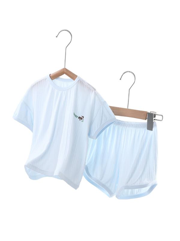 キッズ パジャマ 男の子 女の子 夏 半袖 短パン ルームウェア 部屋着 上下セット 子供服 薄手 静電気防止 吸湿 速乾 接触冷感 セットアップ ベビー 赤ちゃん 幼児 80 90 100 110 ブルー ピンク グレー