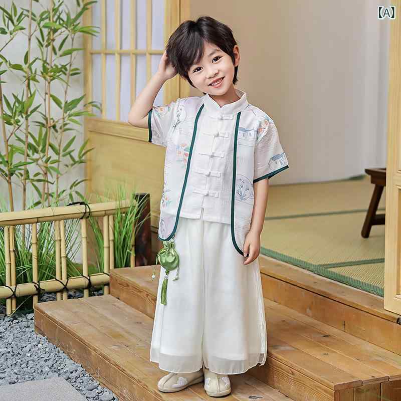 漢服 子供服 男の子 女の子 セットアップ 2023夏 唐装 トップス パンツ スカート 上下セット チャイナ風 キッズ ジュニア 発表会 舞台 演出 演劇 学校 100 110 120 130 140 150 160 170