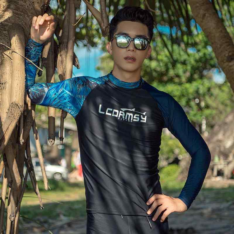 メンズ 潜水服 ラッシュガード 長袖 水着 サーフィン ビーチ マリンスポーツ 接触冷感 吸汗速乾 体型カバー フィットネス スイムウェア UVカット 紫外線対策 プール 海 川 水陸両用 夏 オールシーズン グレー ブラック