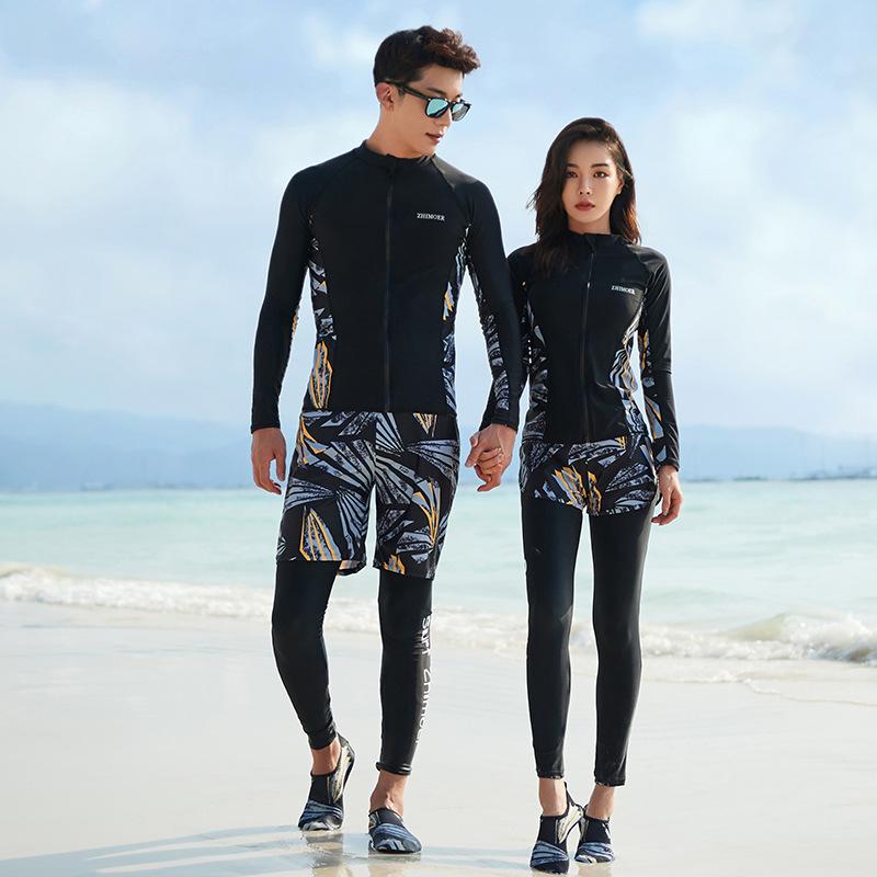 潜水服 ラッシュガード メンズ レディース 長袖 ロングパンツ セパレート 水着 ペア 水母衣 カップル スイムウェア 浮潜 シュノーケリング ダイビング ビーチ 海 川 プール アウトドア スポーツ UVカット 通気性 オールシーズン