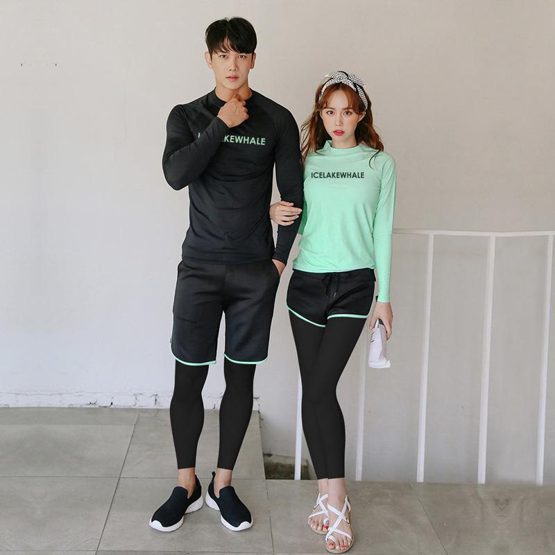 潜水服 ペア水着 メンズ レディース 長袖 ロングパンツ セパレート ラッシュガード スイムウェア 浮潜 水母衣 速乾 紫外線対策 UVカット 伸縮性 海 ビーチ プール マリンスポーツ オールシーズン M L XL XXL 3XL