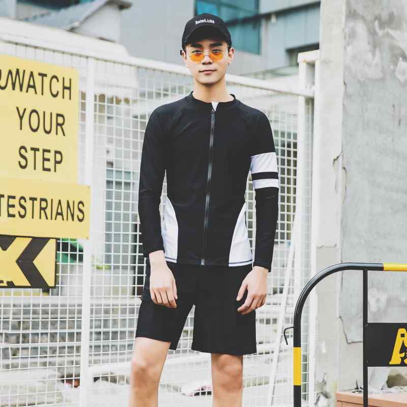 メンズ 水着 競泳 フィットネス 長袖 ラッシュガード セパレート 2点セット スイムウェア ビーチ 海 川 レジャー 紫外線対策 UVカット 接触冷感 ゆったり 30代 40代 黒 M L XL XXL XXXL 春 夏