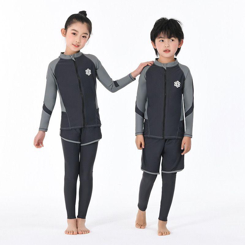 子供 水着 男の子 女の子 長袖 セパレート 2点セット 紫外線対策 UVカット 接触冷感 ナイロン スイムウェア ラッシュガード 潜水服 マリンスポーツ 海 ビーチ プール スイミング スクール ジュニア キッズ オールシーズン