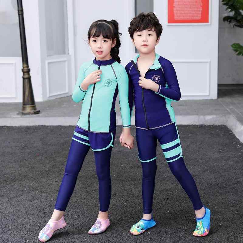 子供 水着 男の子 女の子 キッズ 潜水服 ラッシュガード 長袖 ロングパンツ 上下セット セパレート 紫外線対策 UVカット 速乾 防寒 動きやすい 伸縮性 ウエットスーツ サーフィン スイミング スクール 水遊び 海 プール ビーチ 黒 緑