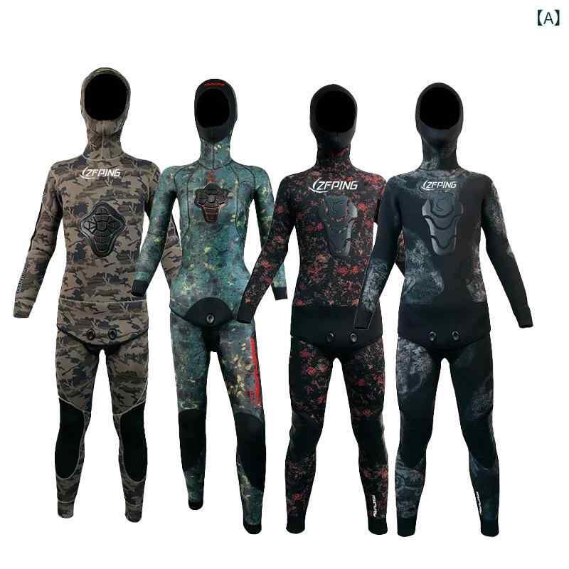 潜水服 ウェットスーツ メンズ 長袖 3mm 5mm 7mm セパレート ツーピース 裏起毛 保暖 保温 防寒 伸縮性 動きやすい スノーケリング ダイビング スピアフィッシング シュノーケリング 海 水泳 オールシーズン