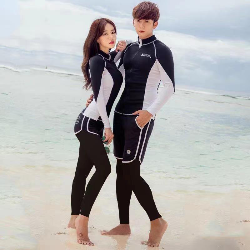 フィットネス水着 メンズ レディース ペア カップル 長袖 長ズボン ラッシュガード セパレート 上下セット 水陸両用 紫外線対策 UVカット 接触冷感 速乾 防寒 海 ビーチ プール マリンスポーツ オールシーズン 大きいサイズ