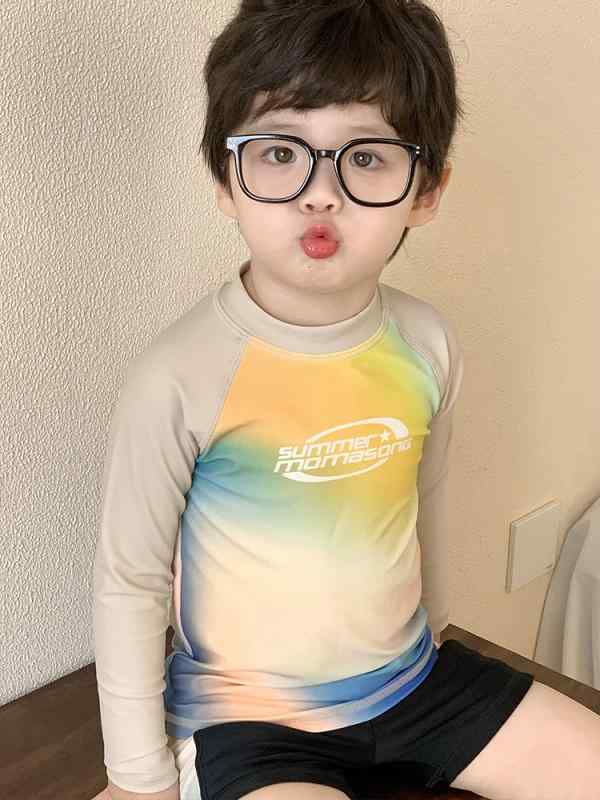 キッズ水着 男の子 セパレート 長袖 ラッシュガード UVカット スイムウェア ジュニア スイムパンツ 水遊び プール 海 ビーチ 夏 青 カーキ