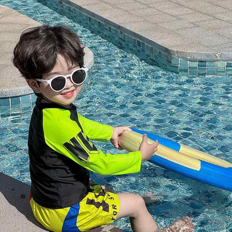 水着 キッズ 男の子 長袖 セパレート 子供 ジュニア 日焼け防止 UVカット 速乾 分体 3点セット トップス スイムパン…