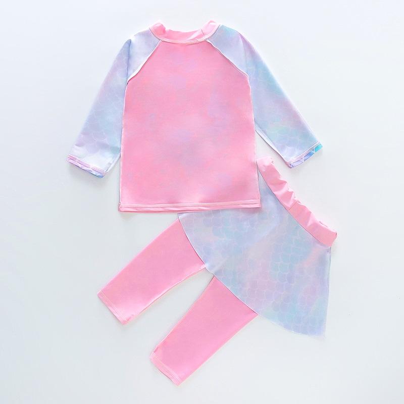 キッズ水着 女の子 長袖 ワンピース 紫外線対策 UVカット ポリエステル 海 ビーチ プール 1歳 2歳 3歳 4歳 5歳 6歳 7歳 8歳 幼稚園 保育園 小学生 パープル ピンク ブルー スイムウェア スクール水着