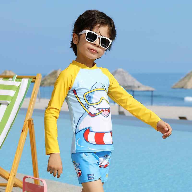 キッズ 水着 男の子 長袖 セパレート 2点セット トップス パンツ スイムウェア 子供 ジュニア 8歳 9歳 10歳 紫外線対…