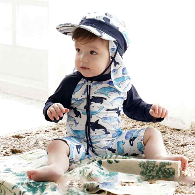 子供 水着 男の子 ベビー スイムウェア 長袖 ロンパース サメ キャラクター 紫外線対策 UVカット 伸縮性 速乾 温泉 プール 海 ビーチ レジャー かわいい ブルー グレー 1歳 2歳 3歳 4歳 5歳